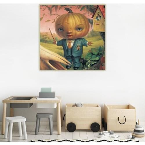 Citon Mark Ryden《The pumpkin president》Canvas Oil painting Artwork Poster Picture Modern Wall Decor Home Living room Decoration
