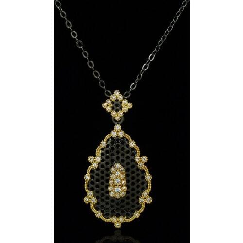 CIZEVA Ladies 925 Silver Snowflake Pendant Necklace Elegant Sweater Necklace Chain Vintage Black Gold Jewelry 2021 New Trendy