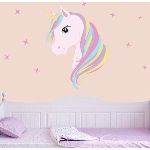 DIYColorful Animals Horse Stars Wall Decals Unicorn Wall Stickers For Kids Room Decoration Poster Wallpaper Home Decor