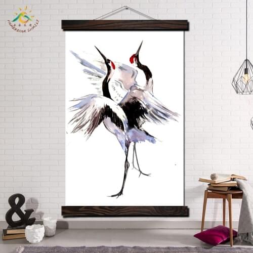 Two Dancing Crane Artwork Modern Canvas Art Prints Poster Wall Painting Scroll Painting Wall Art Pictures Home Decoration