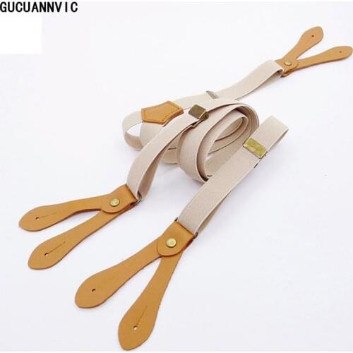 HOT GUCUANNVIC British style buttons suspenders unisex Fresh Khaki suspenders for men and women braces straps width 2CM