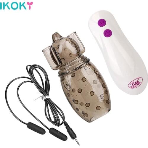 IKOKY Male Masturbator Erotic Sex Products Delay Ejaculation Cock Trainer Penis Vibrators Sex Toy For Men