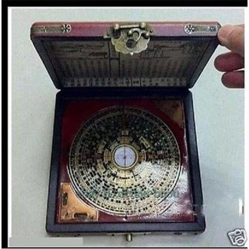 Exquisite Chinese Dragon Phoenix Feng Shui Compass With Wooden Box