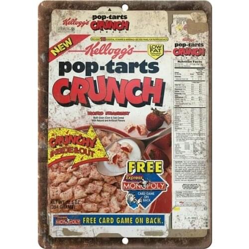 Kelloggs Pop Ts Crunch Cereal Box Retro tin sign nostalgic ornament metal poster garage art deco bar cafe shop