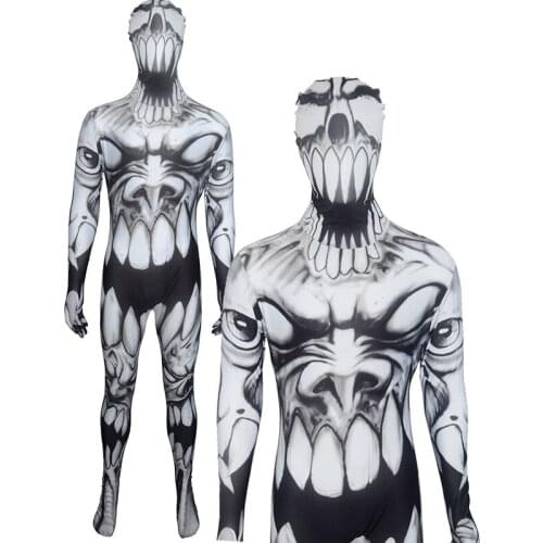 Halloween Carnival Party Scary Ghost Jumpsuits Cosplay Costume Adult Man Horror Funny Zentai Zombie Bodysuit Dress up C36M281
