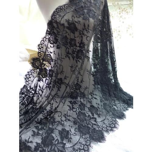 3M White / Black Exquisite Eyelash Lace Trim Floral Chantilly Lace Fabric for DIY Dress Clothing Accessories