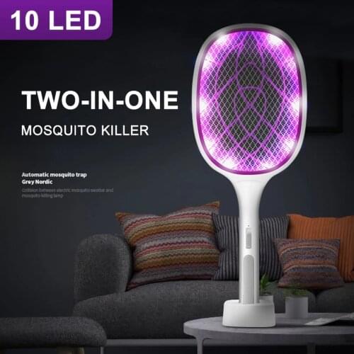 NEW Two-in-One 10 LED Trap Mosquito Killer Lamp 3000V Electric Bug Zapper USB Rechargeable Summer Fly Swatter Trap Flies Insect