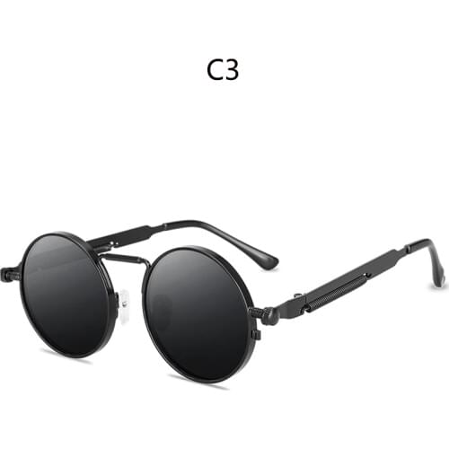 MCLEXN Round Metal Sunglasses Steampunk Men Women Fashion Glasses Brand Designer Retro Vintage Sunglasses UV400