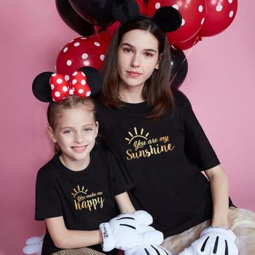 Lovely Cartoon Women and baby Tshirt Mother Daughter Family Matching Clothes Summer T-shirts Women Tops Kids clothes