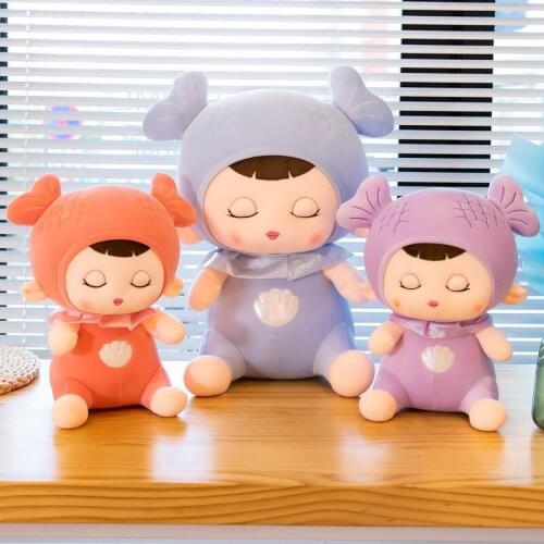 Cute Cartoon Mermaid Plush Toy Sleeping Mermaid Princess Stuffed Doll Kids Girl Home Decoration Pillow Girlfriend Birthday Gifts
