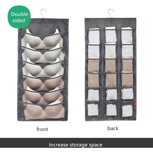 8/24 Grids Multifunction Folding Clothing Storage Bag Clear Hanging Bag Socks Bra Underwear Rack Hanger Storage Bags Organizer