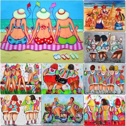 Cartoon Portrait DIY 5D Diamond Painting Sexy Fat Girl Ladies Cross Stitch Embroidery Full Round&Square Drill Home Decoration