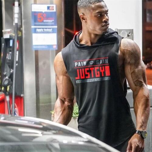 Muscleguys Brand Clothing Gym Hooded Tank Top Men Bodybuilding Stringer Hoodie Tanktop Workout Singlet Fitness Sleeveless Shirt