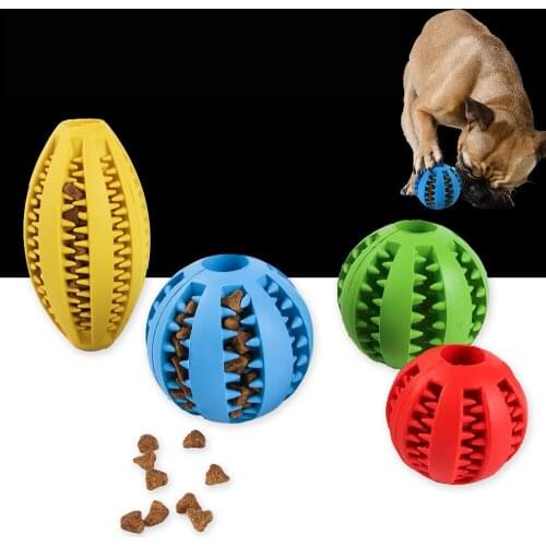 Dog Tooth Clean Ball Pet Toys 4.8CM Dog Toys Chew Interactive Elasticity Ball Natural Rubber Leaking Ball 4 Colors