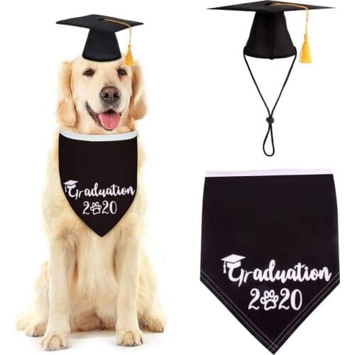Dog Graduation 2020 Bandana Scarf Hat Set Pet Dogs Party Supplies 1 Dog Hat 1 Dog Bandana Has Adjustable Cord To Fix It Under