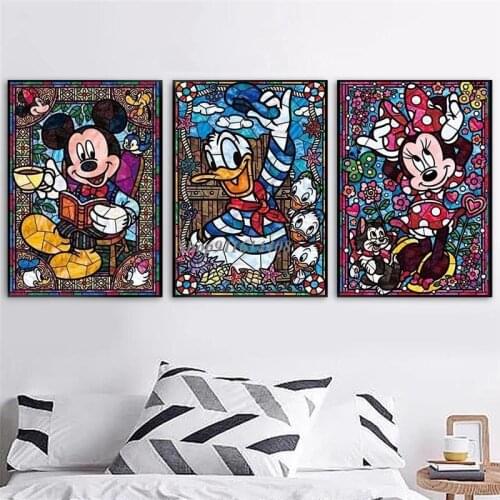 Disney Anime Cartoon Mickey Minnie Mouse Wall Art Canvas Painting Poster Print Room Wall Decoration Picture on The Kid Home Wall