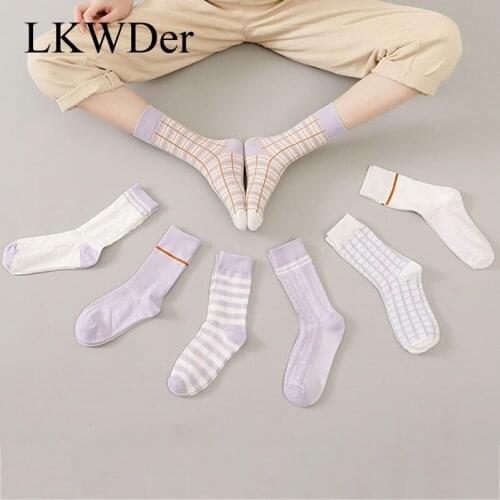 LKWDer 2 Pairs Womens Socks Female Ins Tide Summer Spring Autumn Winter Pure Cotton Cute Sweet Long Tube Socks Girls Calcetines