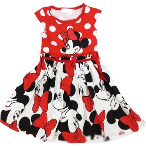 New Summer Fashion Kids Dresses Girls Sweater Mickey Cotton Flower Shirt Short Vest Big For Maotou Beach Dress