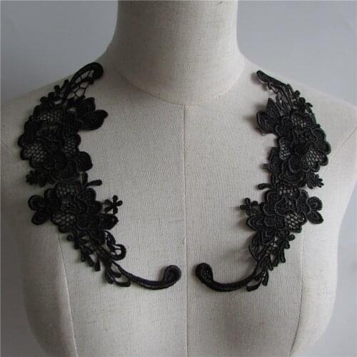 New arrivals black lace collar clothing exquisite DIY handicraft sewing accessories patch embroidery YL364 pair for sale