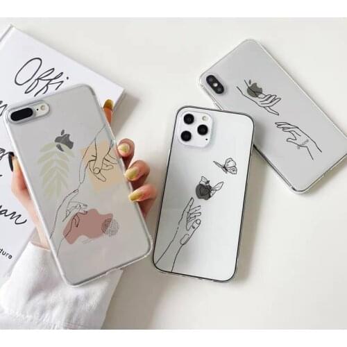 Transparent Funny Soft Creation of Adam Cell Phone Case for iPhone 11 12 Pro SE 2020 7 8 Plus X XR XS Max Creative Art Painting