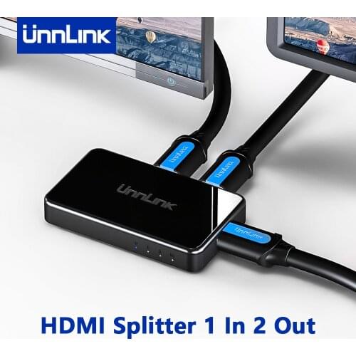 Unnlink HDMI-compatible Splitter 1x2 UHD 4K 30Hz FHD 1080P 60Hz 1 In 2 Out for Computer TV Box MI 3 xbox one PS4 Monitor