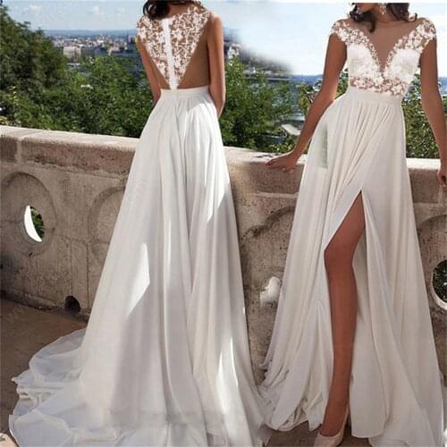 Sexy Lace Backless Bohemian Dress Fashion Female Hight Slit Club Party Wedding Maxi Dress Bridesmaids Infinity Robe Longue Femme
