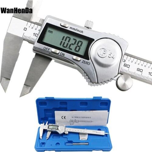 Digital caliper Display Stainless Steel Caliper 0-150mm Fraction/MM/Inch LCD Electronic Vernier Caliper IP54 Waterproof CALIPERS