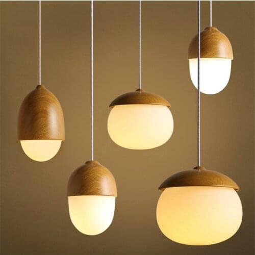 Modern Home Nuts Dinner Light Iron Wood Grain Pendant Lamp E27 Bulb Bed Lights A/ B/C/D Style Cafe Lights Free Shipping