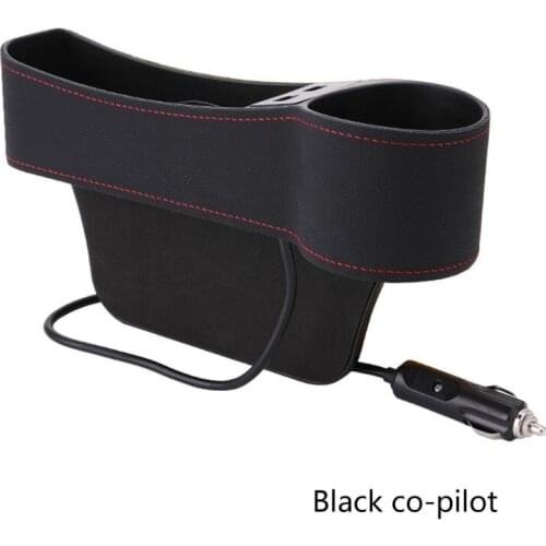 50LC Universal Car Seat Ga p Filler Console Side Pocket Storage Box Dual USB Charger