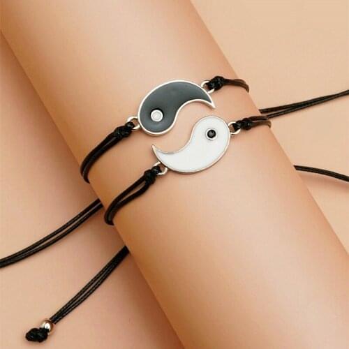 Tai Chi Yin Yang Gossip Universal Ethnic Style Simple Creative Personality Wild Bracelet Set Adjustable Unisex Couple Best Gift