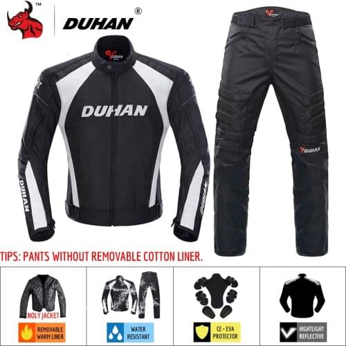 DUHAN Motorcycle Racing Suit Protective Gear Armor Winter Motorcycle Jacket+Motorcycle Pants Hip Protector Moto Clothing Set
