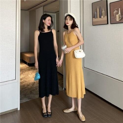 Ladies Maxi Dress Knitted Sleeveless Dresses Sexy Sling Long Dresses Plus Size Women Party Dress