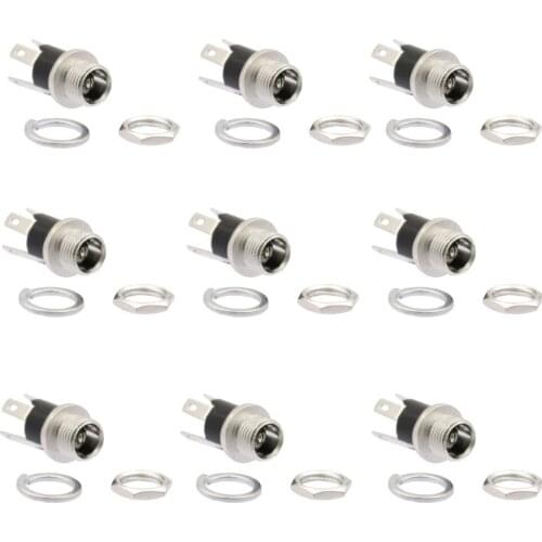 10Pcs 2.1mm*5.5mm DC Socket DC Power Plug Panel Mount