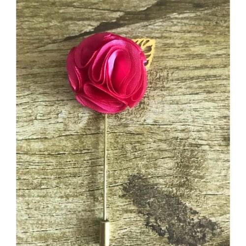 10Pcs Best Man Groom Boutonniere Gold leaf Pin Satin Rose Flower men buttonhole Wedding Party Prom Man Suit Corsage Pin Brooch