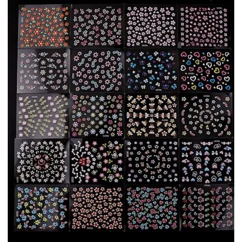 48 Sheets 3D Nail Sticker Transparent Bottom Colorful Flower Butterfly Series Stereoscopic Nail Sticker Decoration