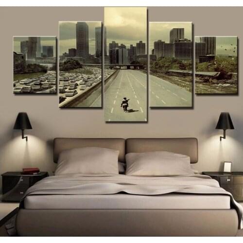 5 Piece HD Print Large Modern Printed Walking Dead Oil Painting Picture Canvas Wall Art For Living Room Frame