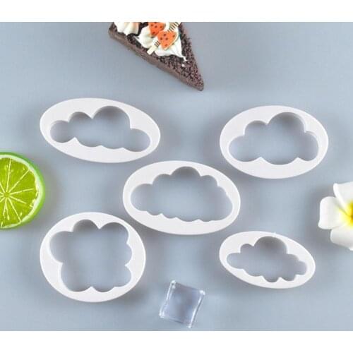 5pcs/set Cloud Shaped Cookie Cutter Mold Fondant-cake Sugarcraft Paste Cutter Plunger Cookie Decorating Baking Tool O9O9