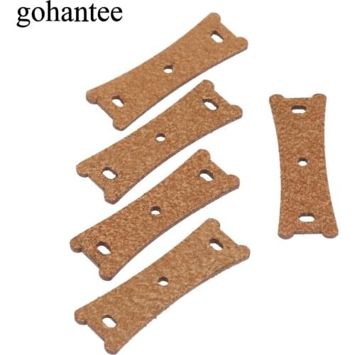 Gohantee Brown 5pcs Slingshots Pouches Microfiber Leather with Center Hole for Outdoor Hunting Catapults 62mm x 16mm x 21mm