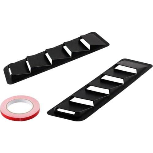 Beler Universal 2pcs Car Black Engine Hood Vent Louver Scoop Air Flow Intake Cooling Panel Cover Trim