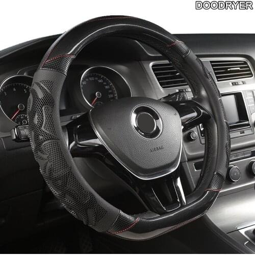 DOODRYER Carbon Fiber Leather Car Steering Wheel Cover For Perodua Myvi Alza Axia Viva Kelisa Bezza Kancil Aruz Rusa
