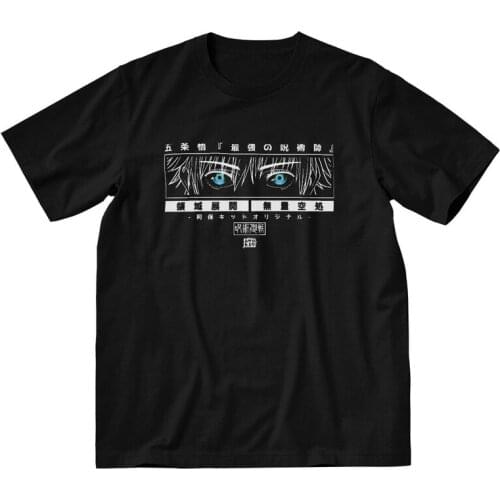 Anime Jujutsu Kaisen Tshirt Men Harajuku Tee Tops 100% Cotton T Shirt Short Sleeve Satoru Gojo Manga T-shirts Gift Clothes