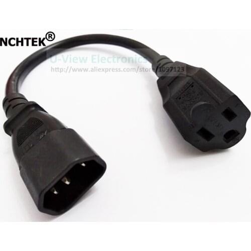 NCHTEK Short Power Cable, IEC 320 C14 Male to Nema 5-15R Female Power Cord About 30CM/Free DHL Shipping/100PCS