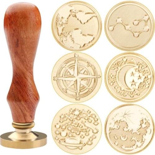 World Map Fire Paint Seal View Ancient Sealing Wax Stamps Wood Handle Craft Wax Seal Stamp for Customs Security Banking