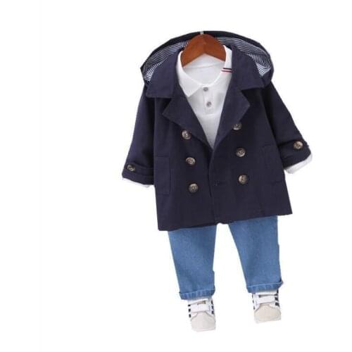 Baby Boy Clothing Sets Male Children Clothes Suits Gentleman Style trench T Shirt jeans Pants Toddler Infant 3pcs/set Clothes