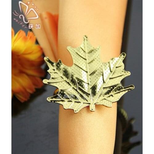 Kitchen Bar Alloy Gold Silver Maple Leaves Napkin Ring Buckle Holders Wedding Party Festivals Dinner Table Decoration 2pc/lot