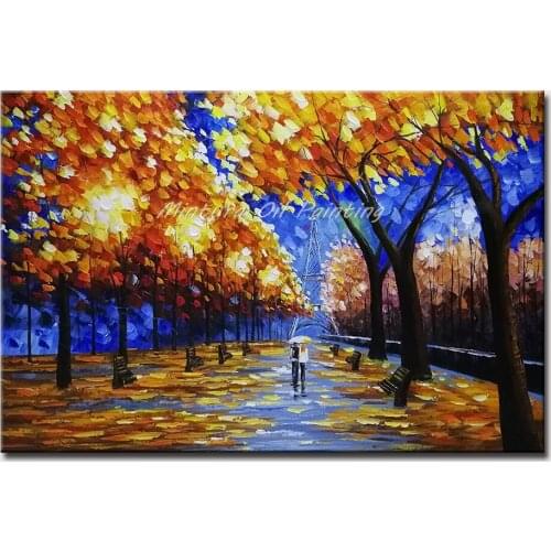 Mintura Oil Paintings on Canvas Handmade Lovers in The Forest Corridor Wall Decor Picture Acrylic Canvas Poster Art No Framed