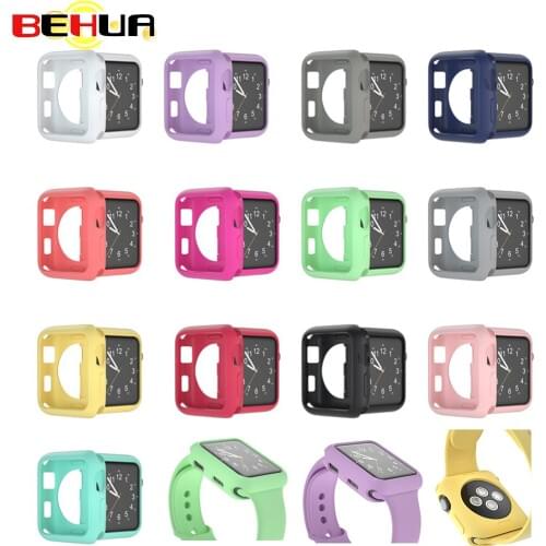 Soft Silicone Cover For apple Watch Series 1 2 3 Back case Shockproof Full Protection 42mm 38mm Watch protective Cases Coque