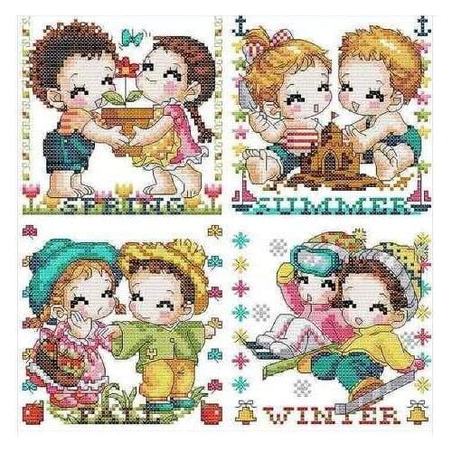 Embroidery Package Topgrade Cross Stitch Kits Four Season Lover Free Shipping