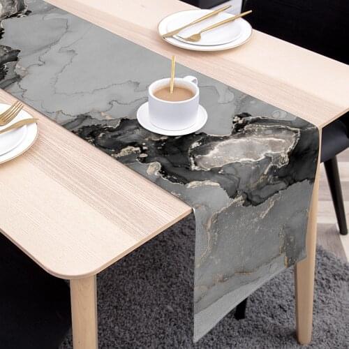 Marble Texture Dinner Table Runner Modern Gray Party Dining Table Flag Hotel Bed Runner Wedding Coffee Table Teal Decoration