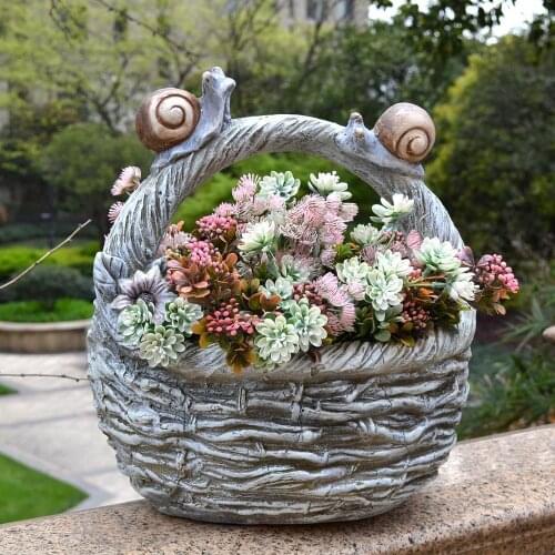 Pastoral Resin Snail Flowerpot Decoration Outdoor Courtyard Furnishings Garden Balcony Lawn Artificial Flower Figurines Craft